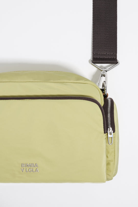 Medium pale lime nylon Pocket crossbody bag