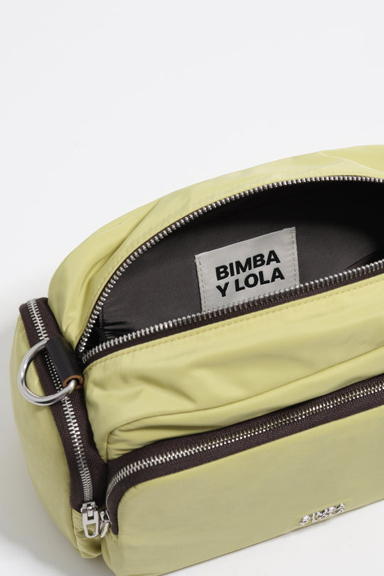 Medium pale lime nylon Pocket crossbody bag