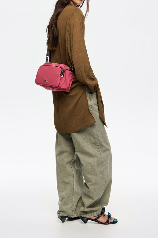 Medium dark pink nylon Pocket crossbody bag