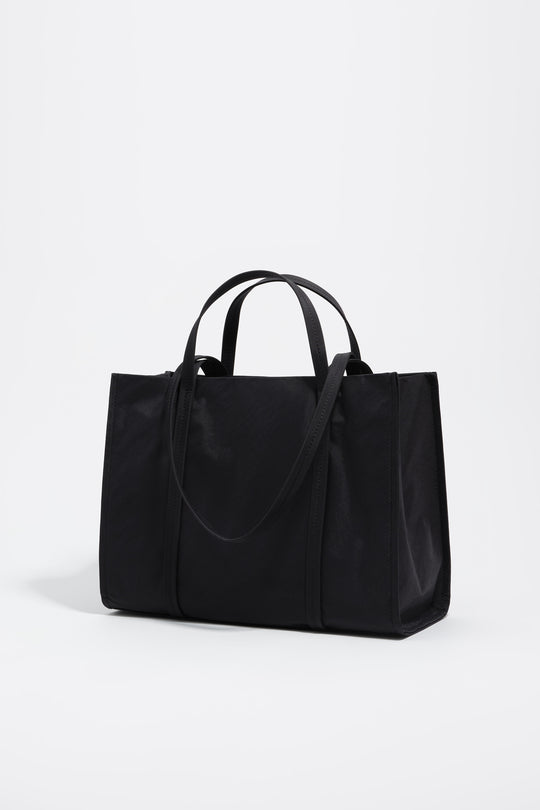 Black nylon shopper bag