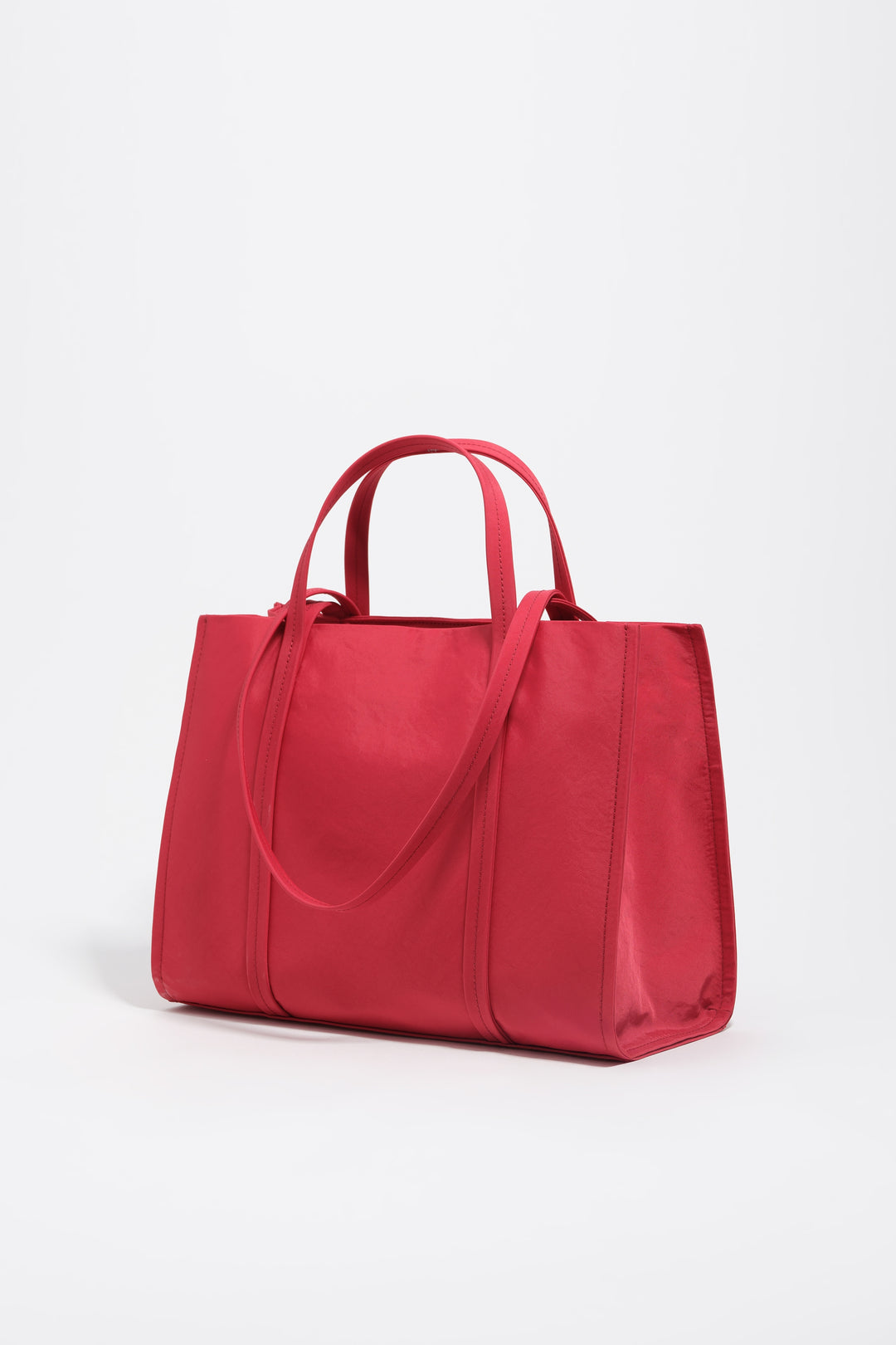 Red nylon shopper bag