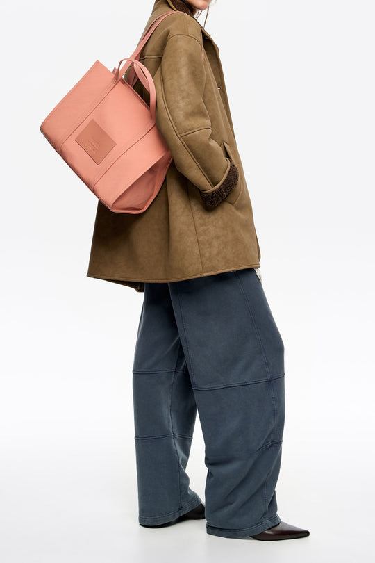 Large pink nylon shopper bag