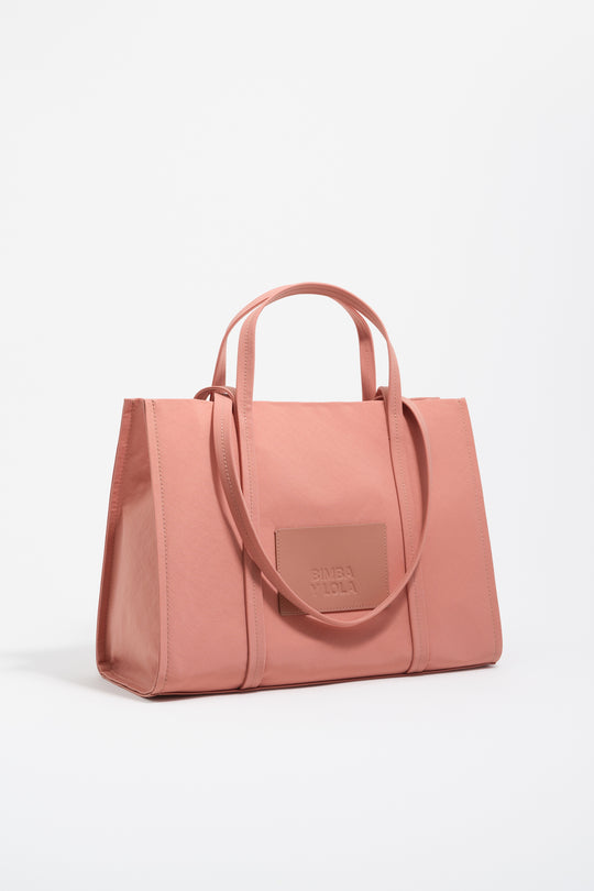 Large pink nylon shopper bag