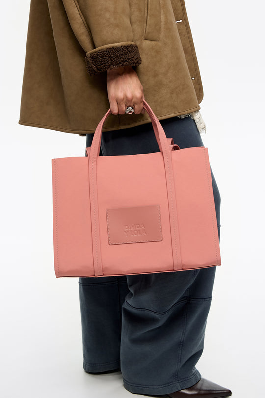 Large pink nylon shopper bag