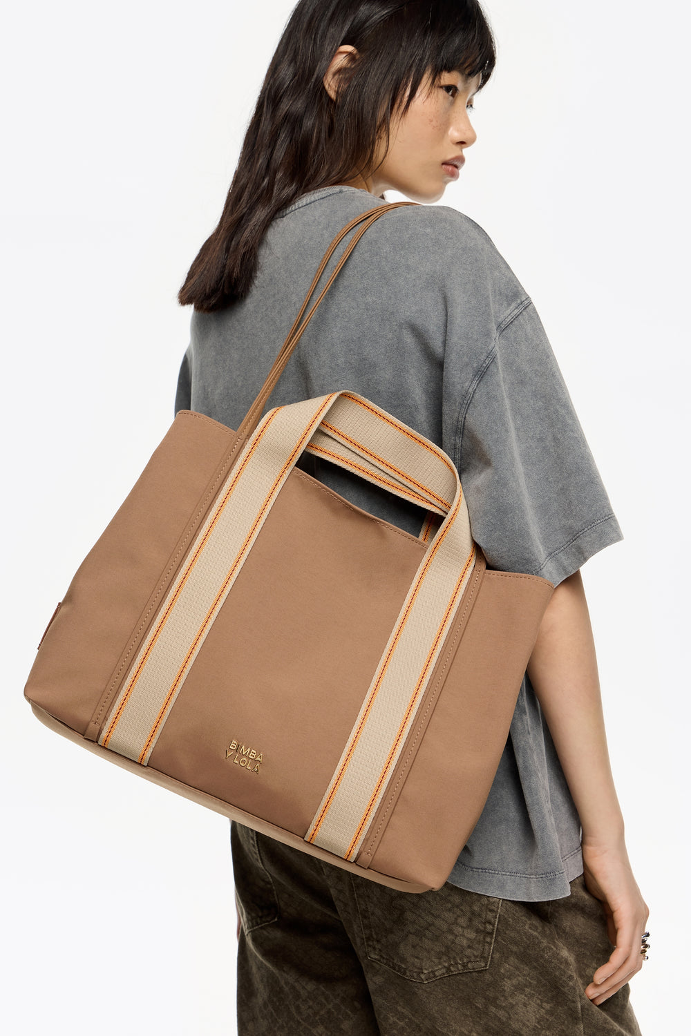 Large cinnamon nylon Chihuahua shopper bag