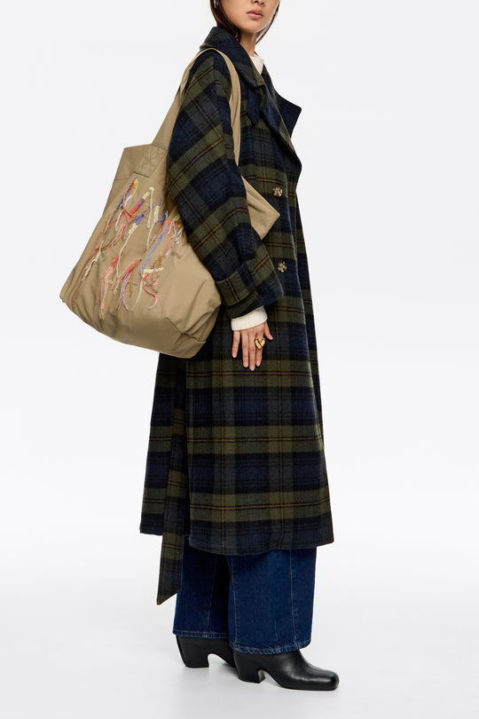 Beige nylon shopper bag