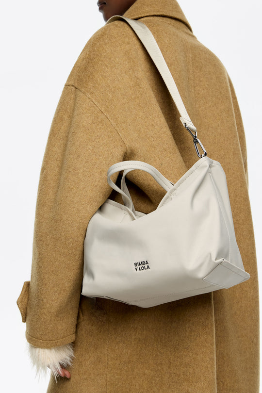 Medium stone white nylon Chihuahua shopper bag