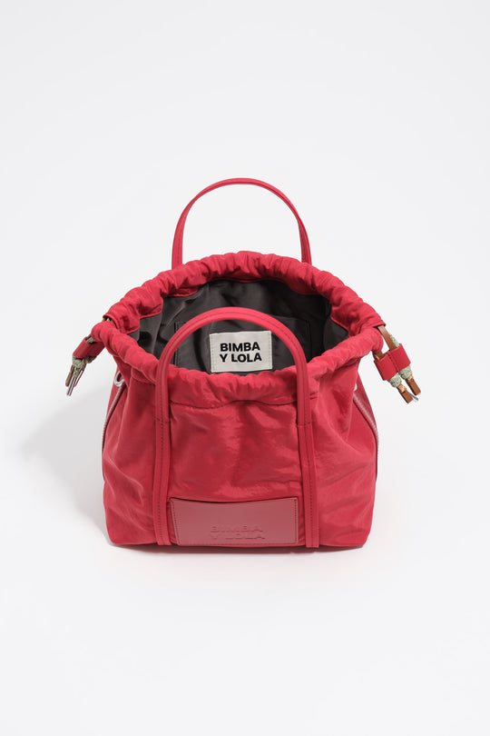 Small red nylon crossbody bag