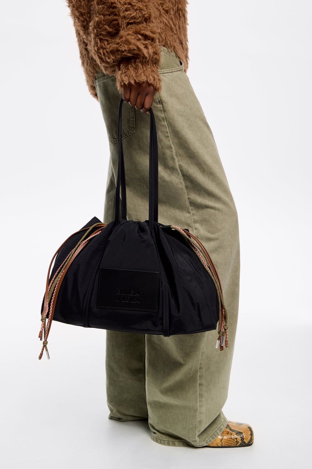 Large black nylon shoulder bag