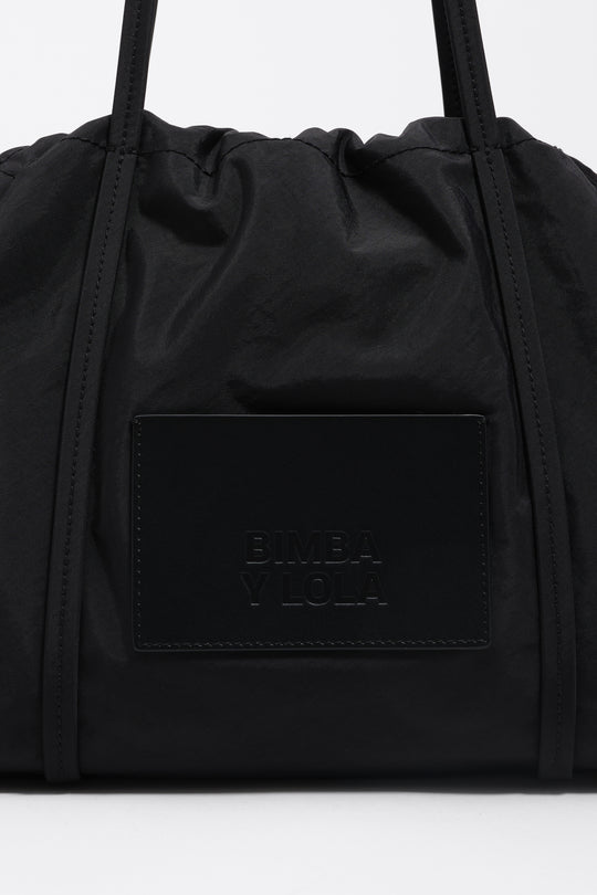 Large black nylon shoulder bag