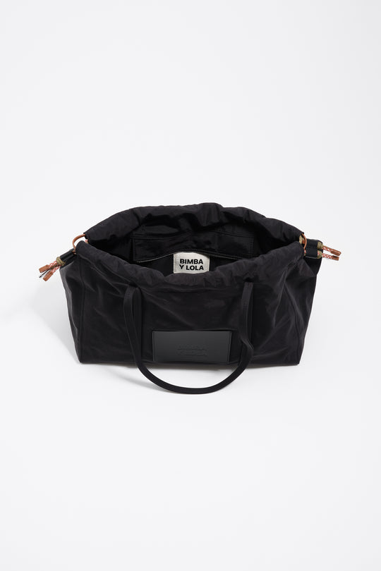 Large black nylon shoulder bag