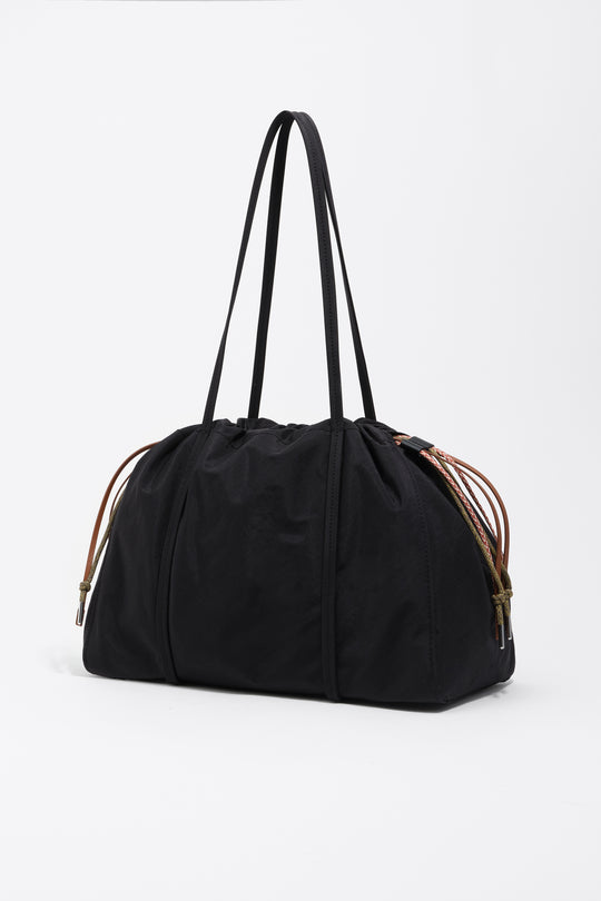Large black nylon shoulder bag