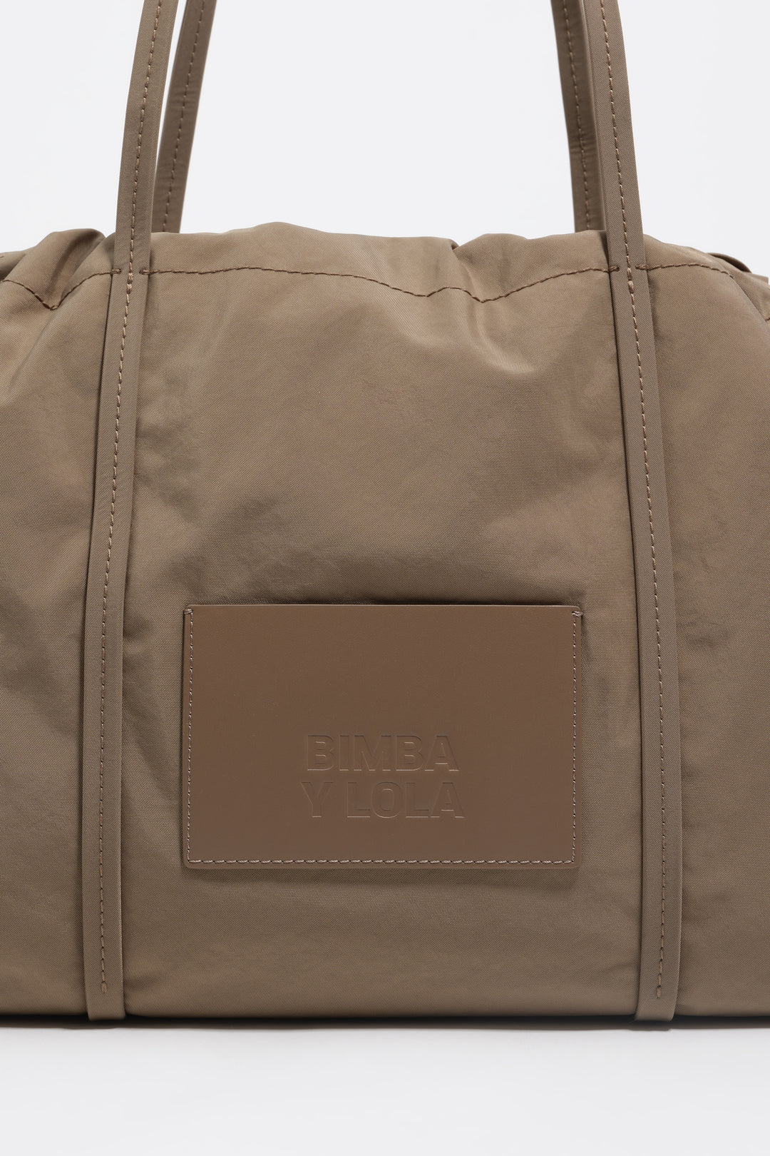 Large taupe nylon shoulder bag