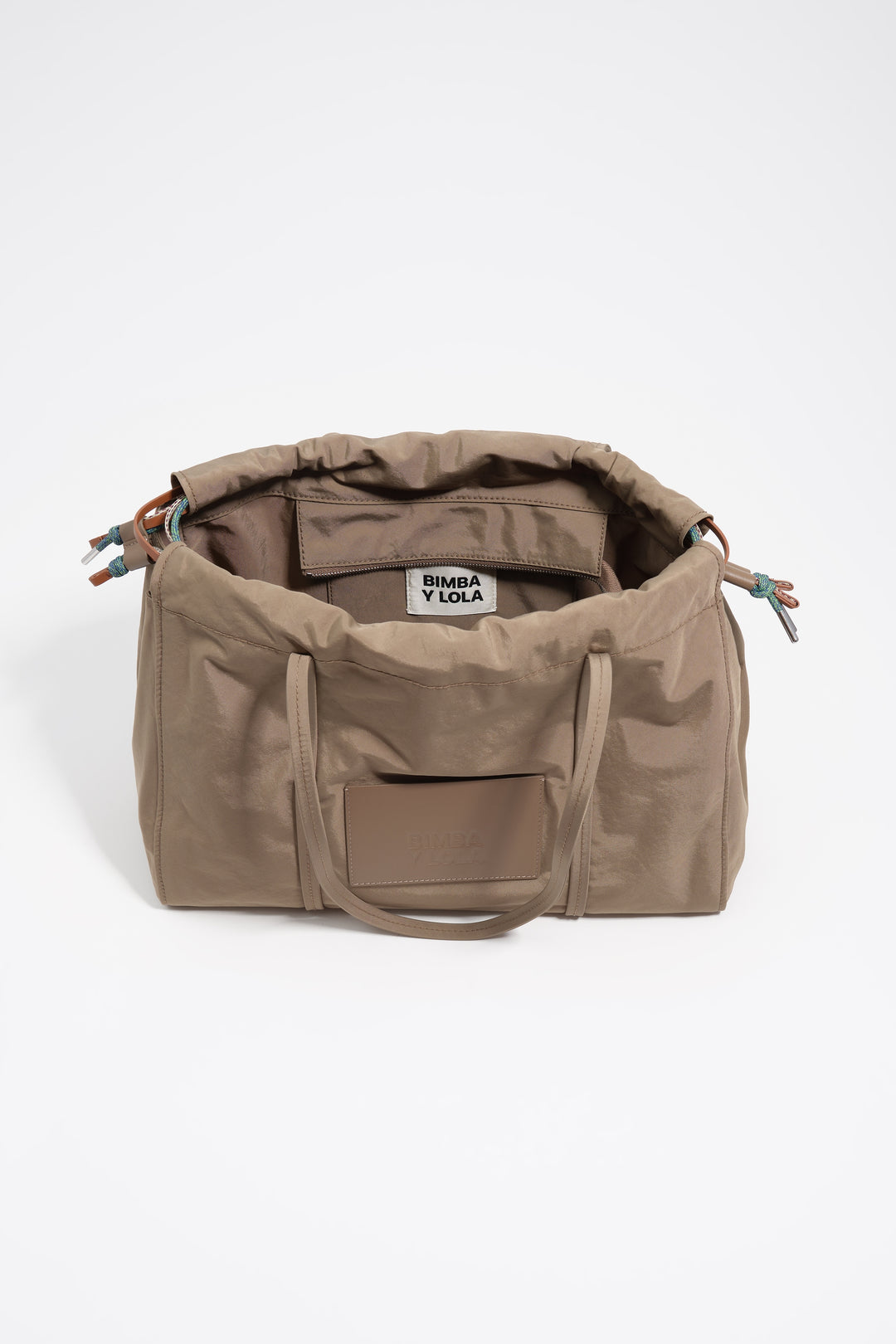 Large taupe nylon shoulder bag