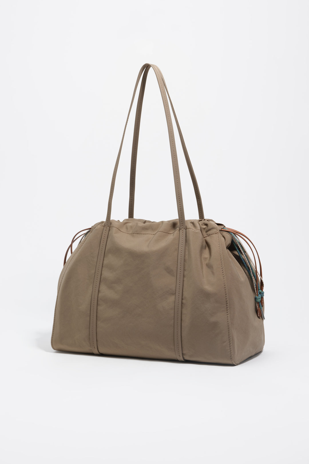 Large taupe nylon shoulder bag