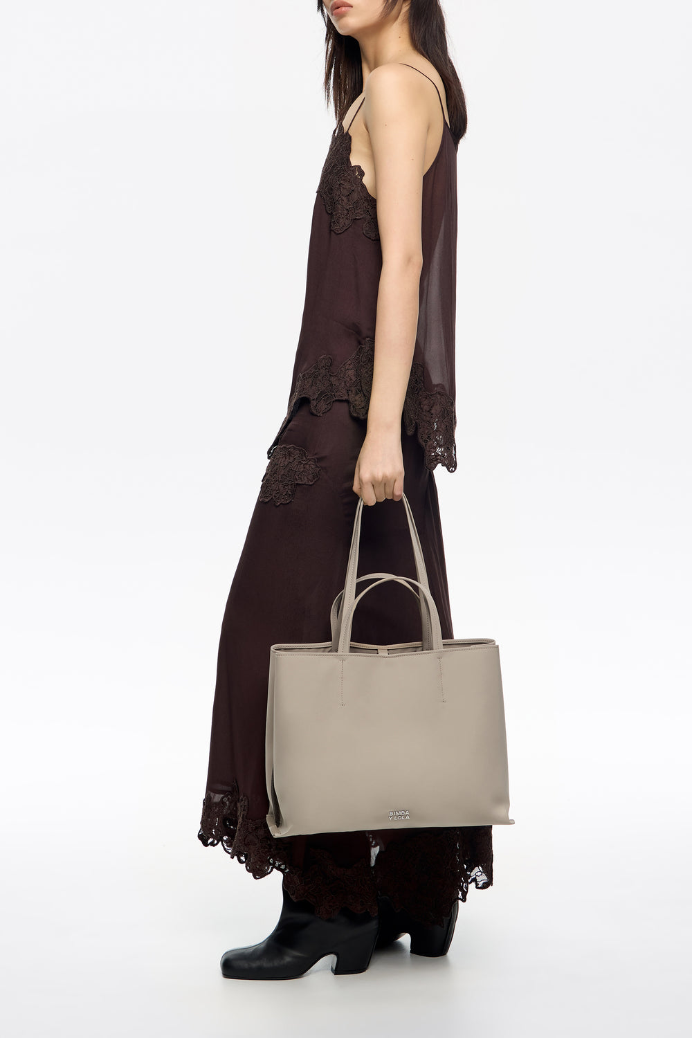 Stone nylon shopper bag