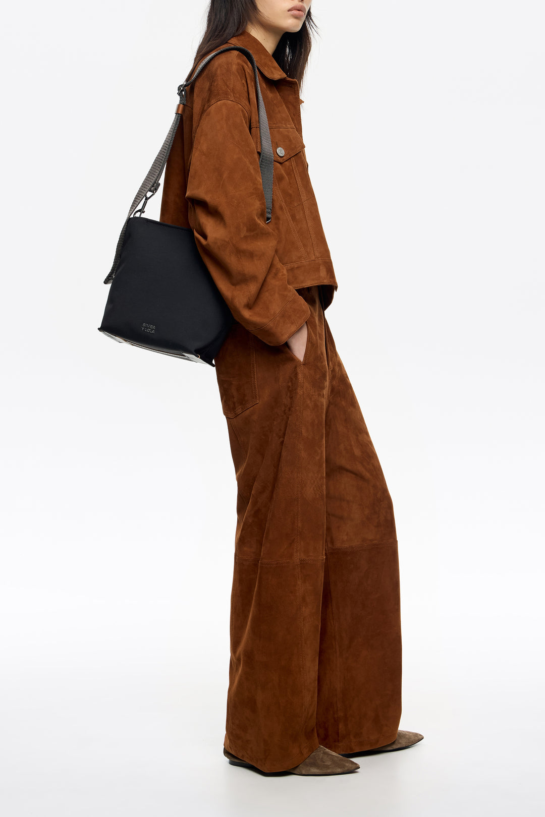 Anthracite nylon crossbody bag
