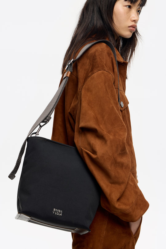 Anthracite nylon crossbody bag