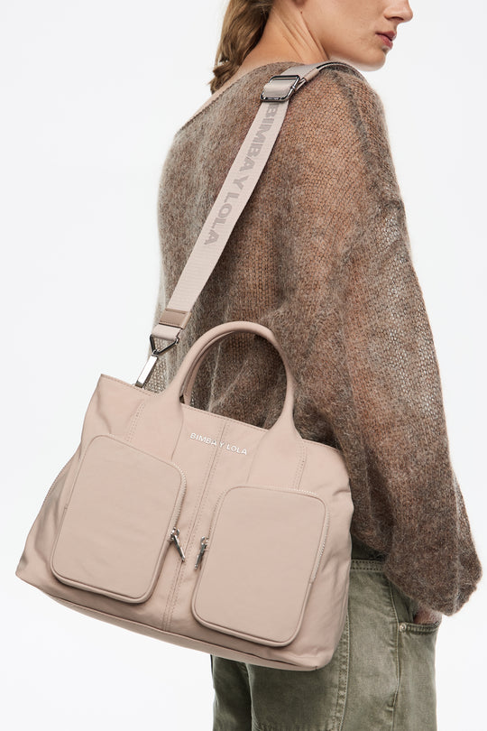 Large stone nylon Pocket handbag