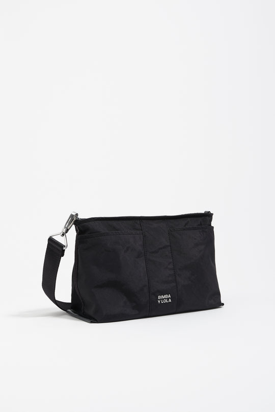 Medium black nylon Trapezium make-up case
