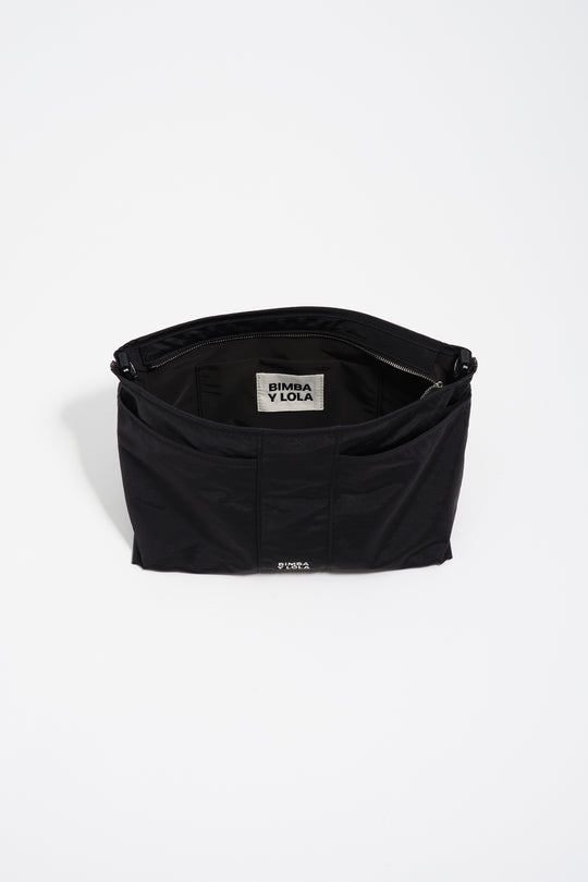 Medium black nylon Trapezium make-up case