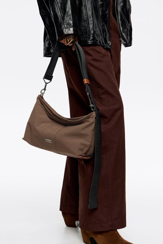 Medium olive gabardine Trapezium bag