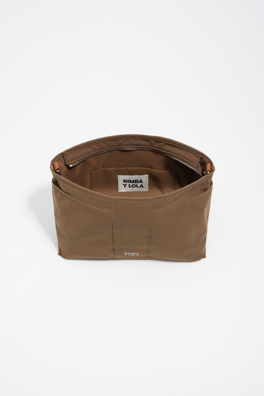 Medium olive gabardine Trapezium bag