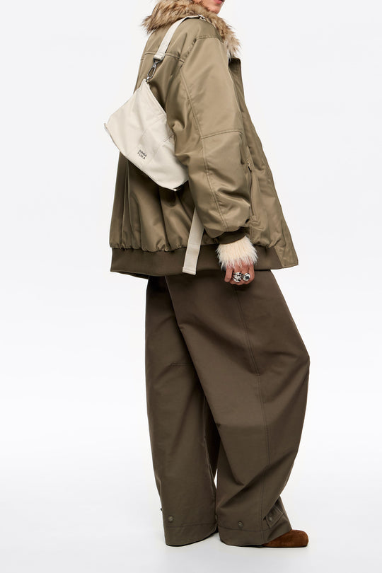 Medium stone white nylon Trapezium bag