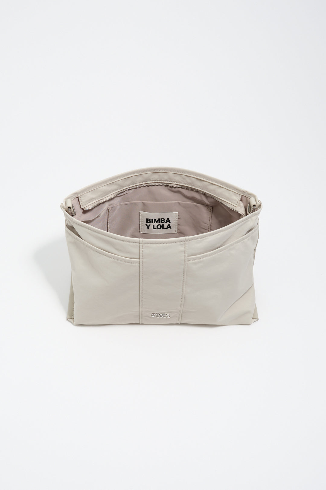 Medium stone white nylon Trapezium bag