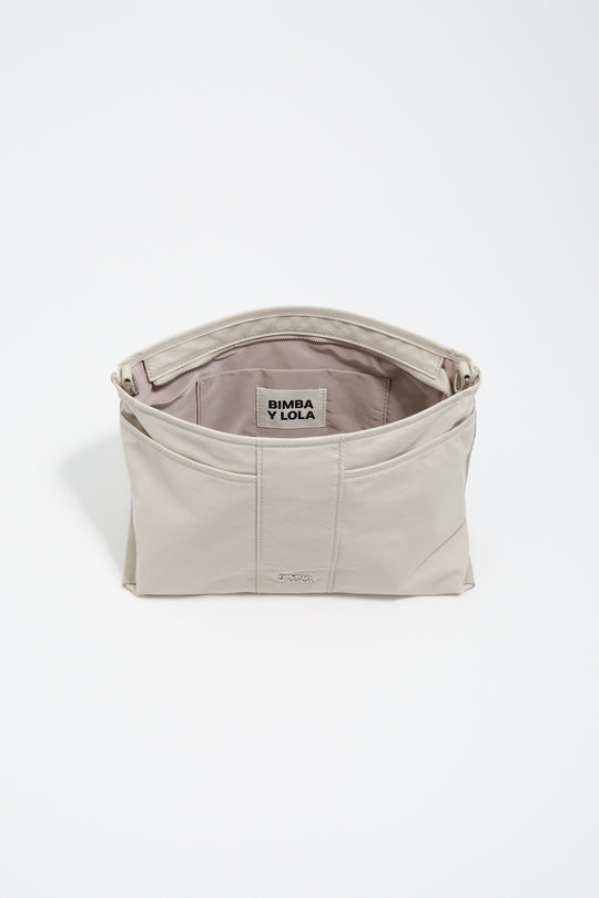 Medium stone white nylon Trapezium bag