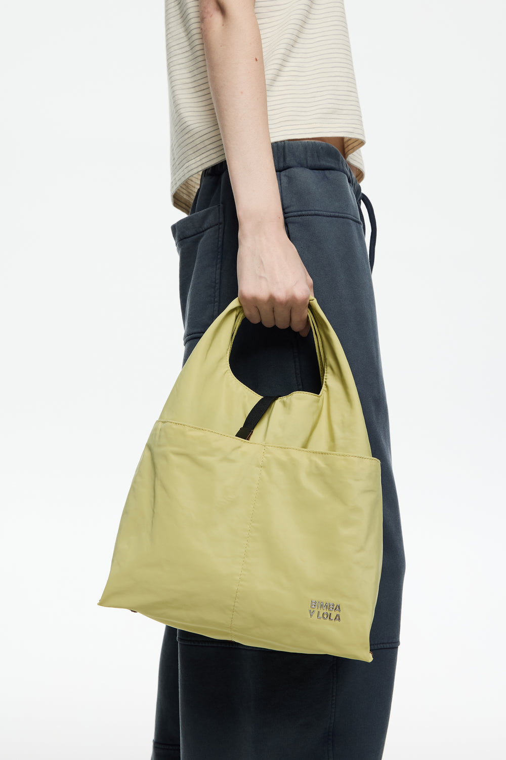 Medium pale lime nylon Paper bag