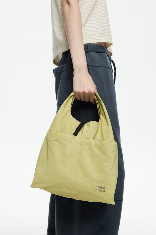 Medium pale lime nylon Paper bag