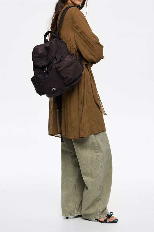 Large charcoal nylon backpack
