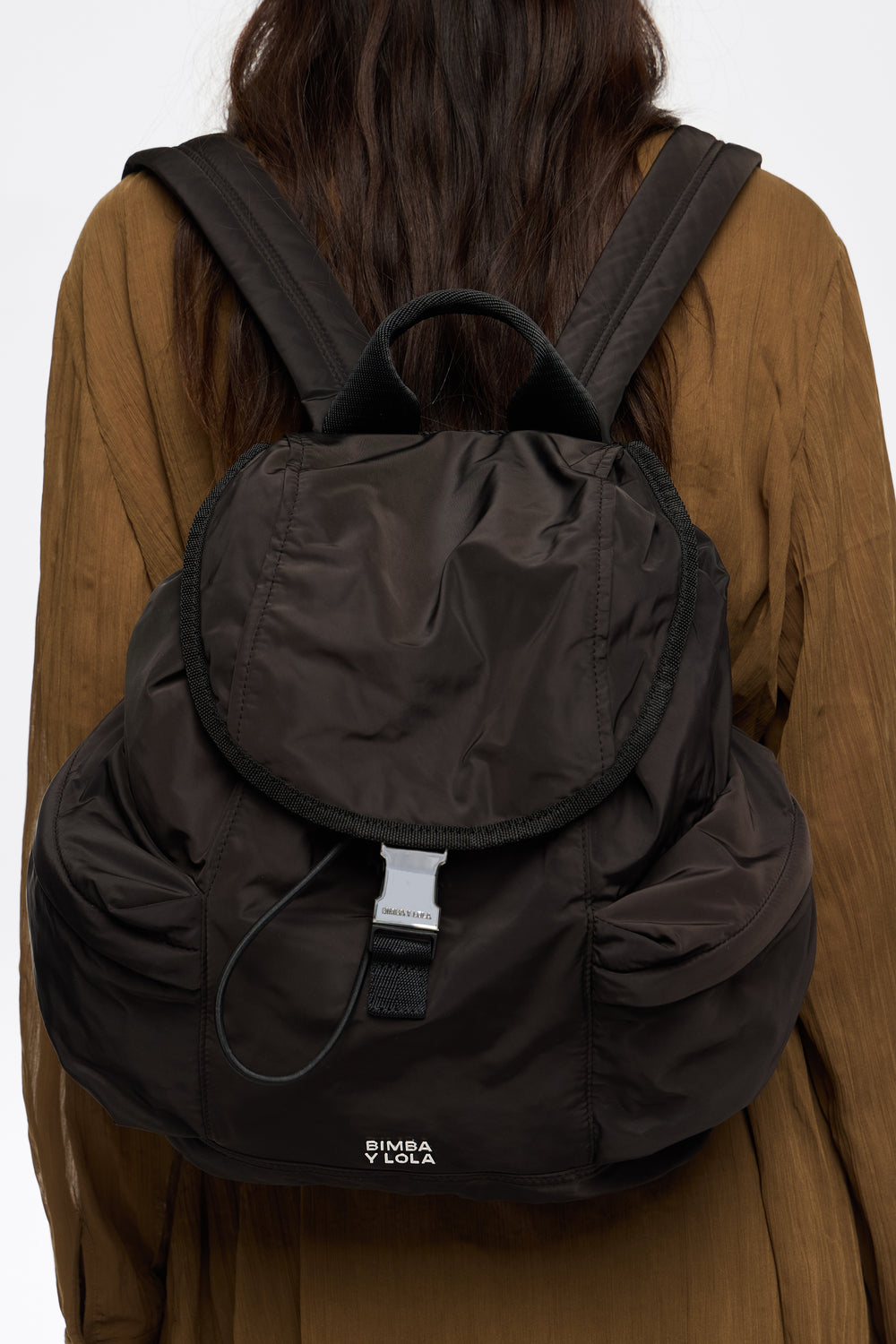 Large charcoal nylon backpack