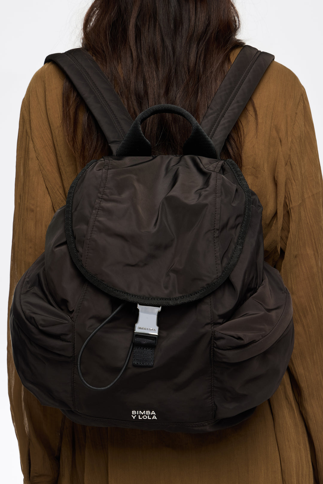 Large charcoal nylon backpack