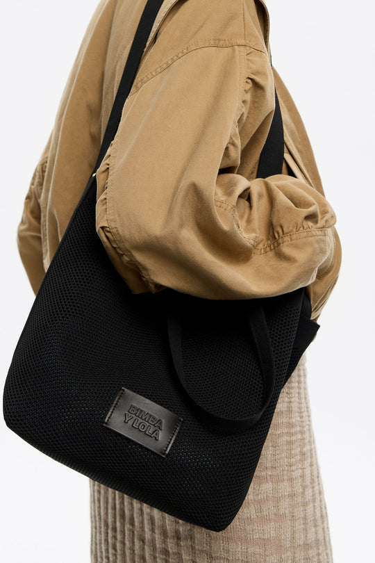 Medium black Flyknit shopper bag
