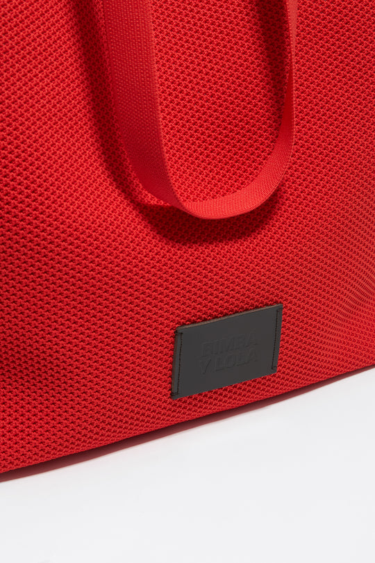 Large tomato Flyknit shopper bag