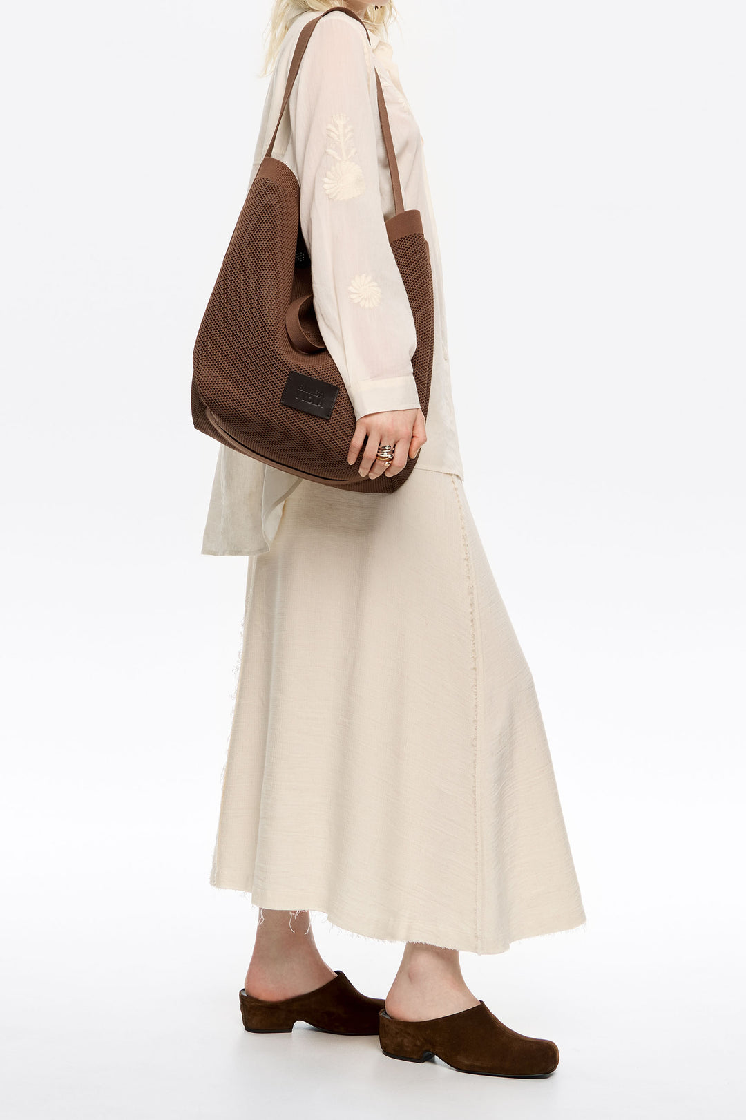 Large brown Flyknit shopper bag