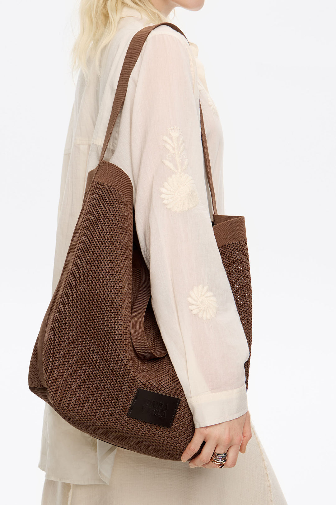 Large brown Flyknit shopper bag