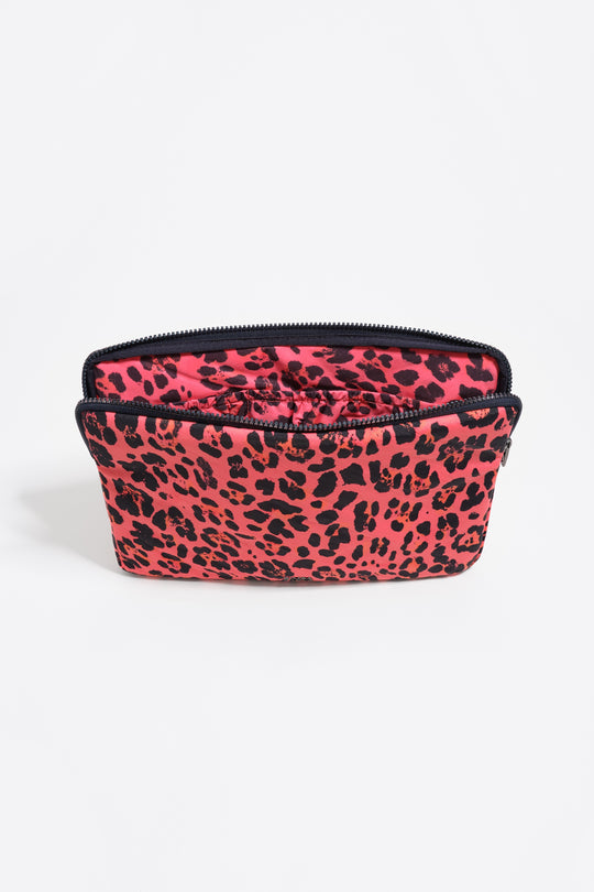 Electric pink Leopard print nylon laptop sleeve