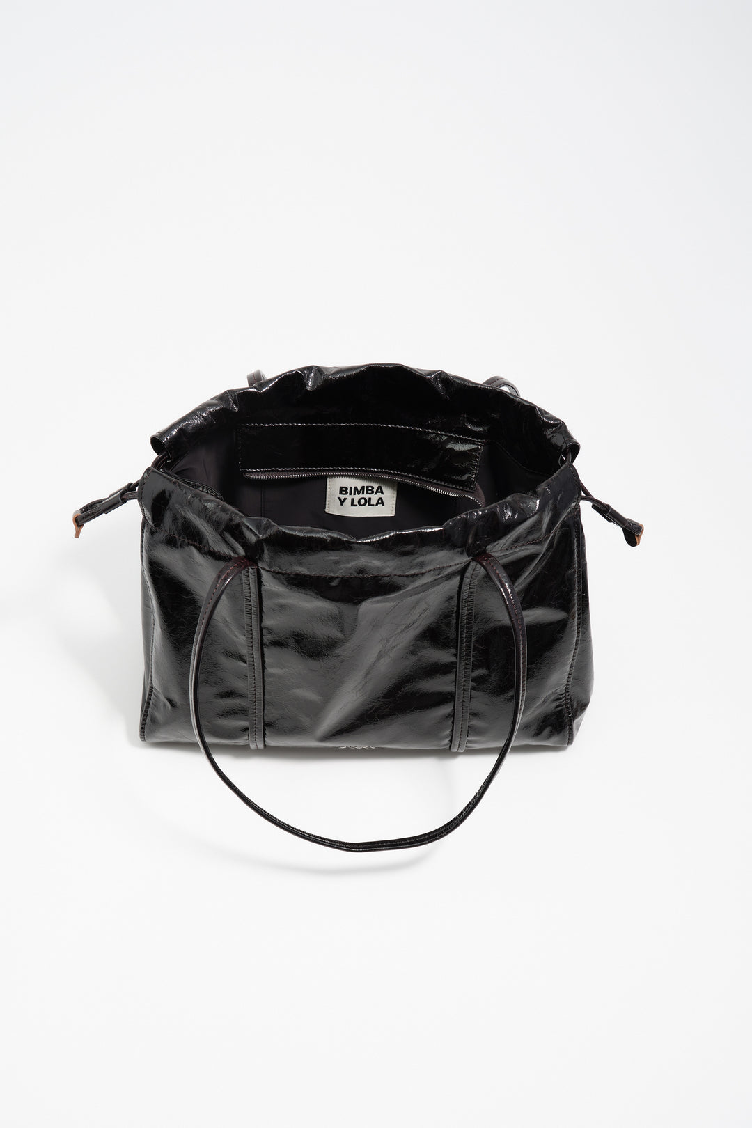 Large shoulder bag in laminated nylon