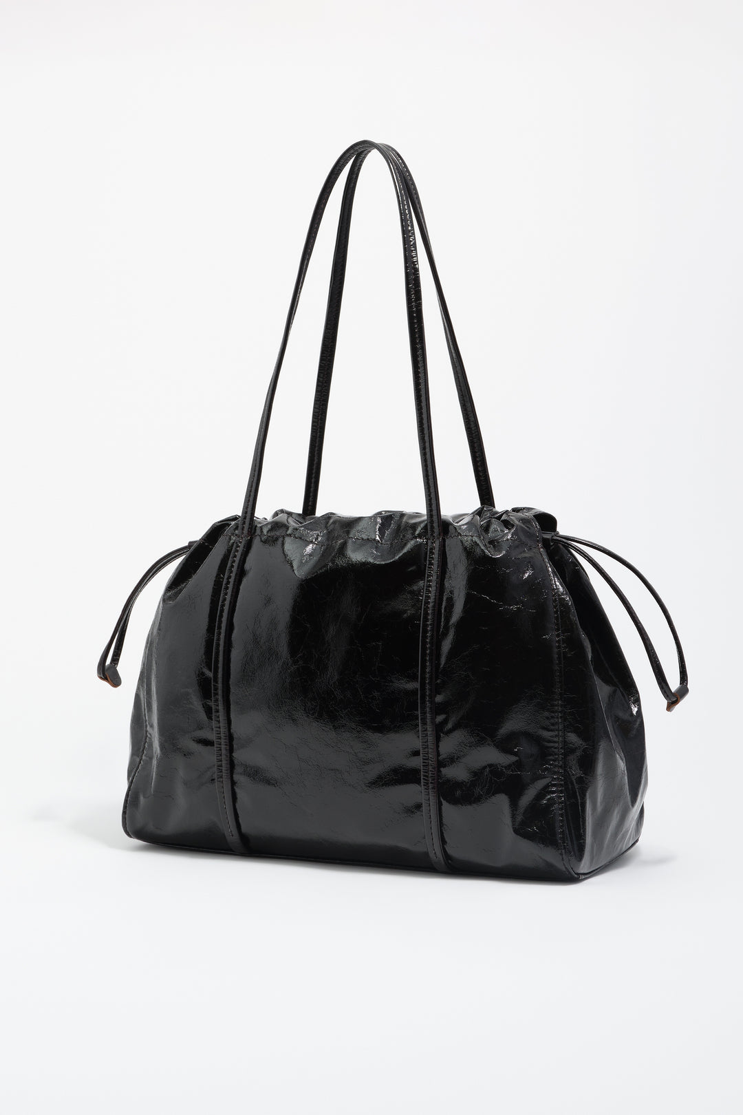 Large shoulder bag in laminated nylon