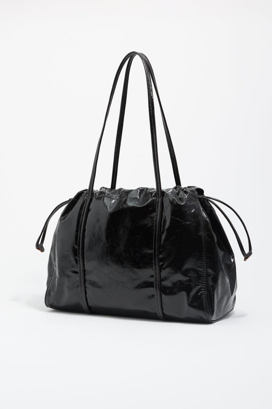 Large shoulder bag in laminated nylon