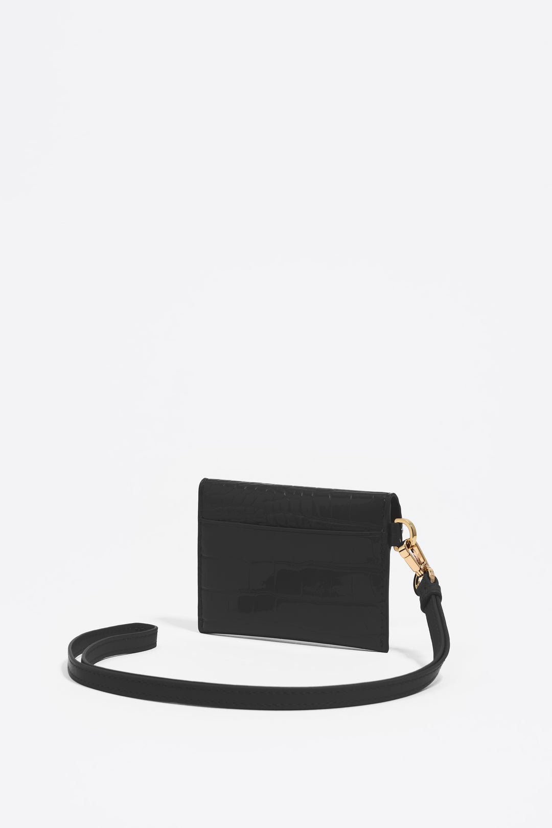 Shiny black textured coin purse