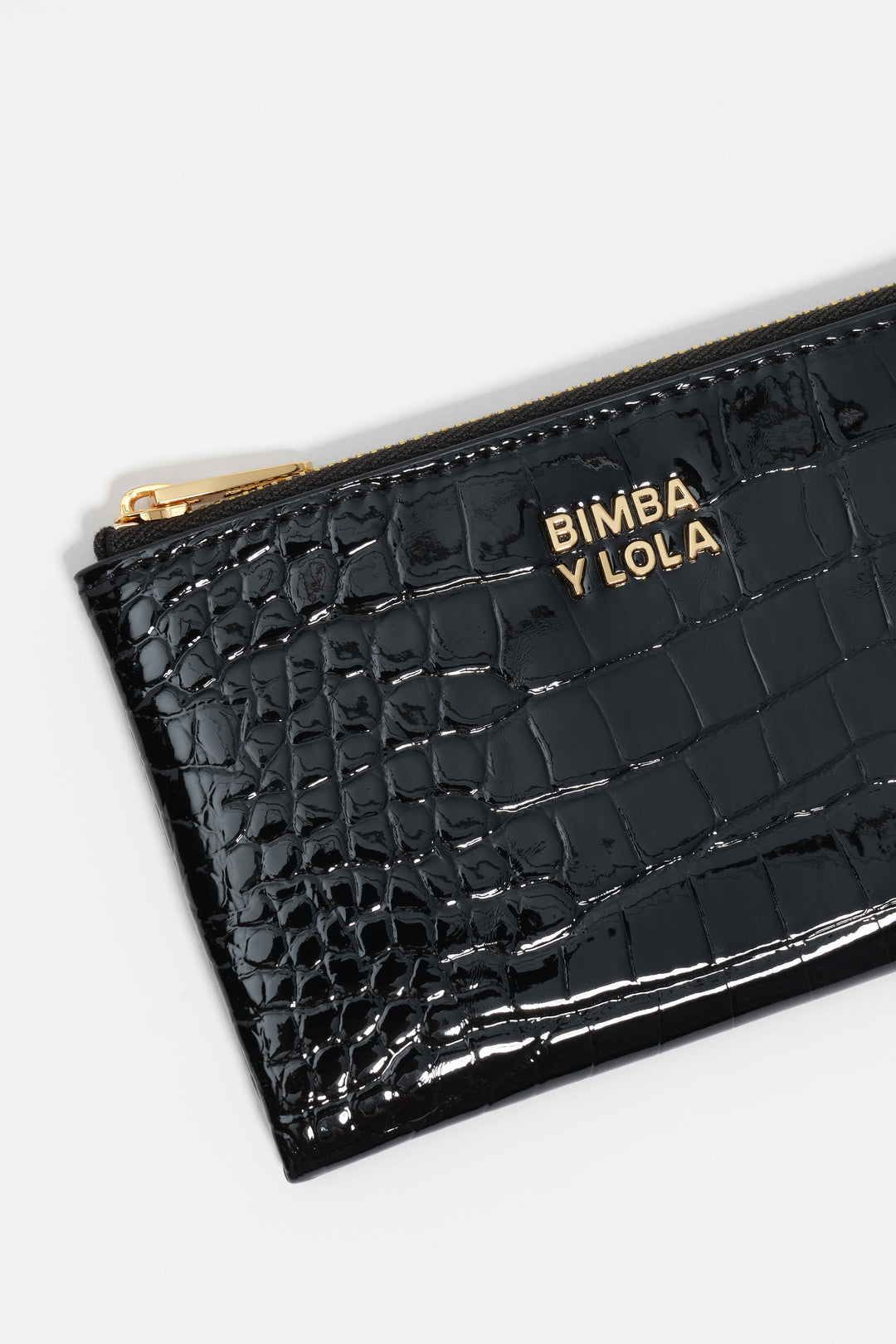 Shiny black textured coin purse