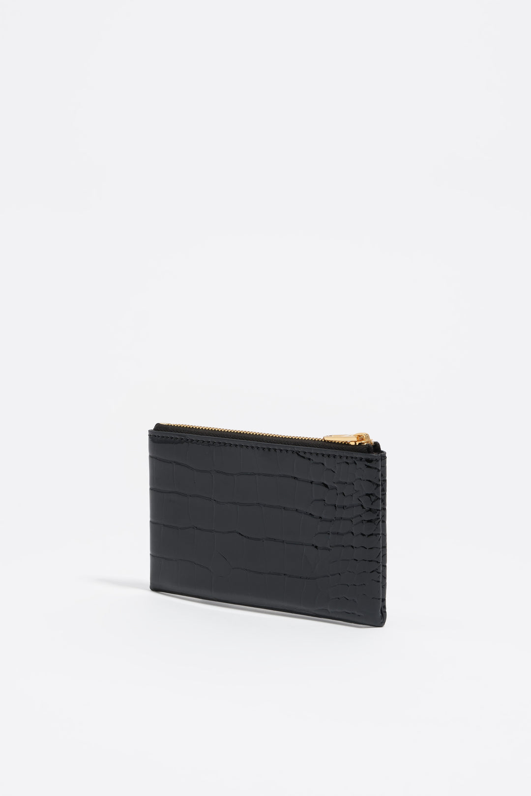 Shiny black textured coin purse