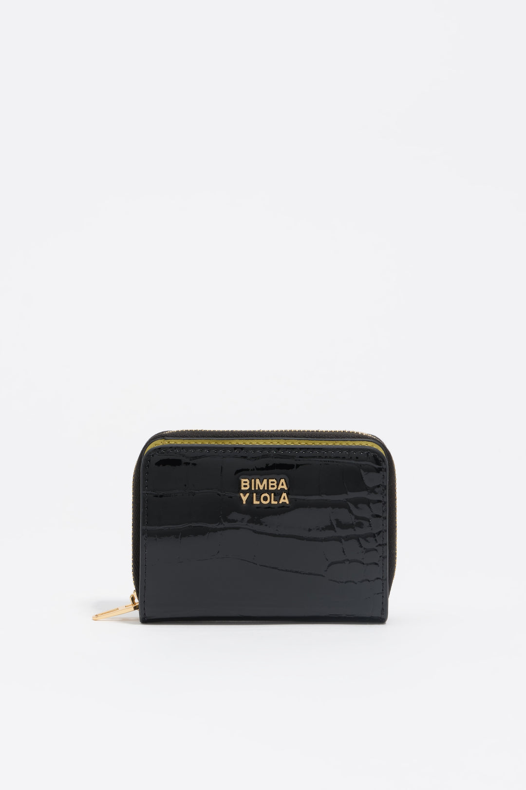 Black mock croc flap purse
