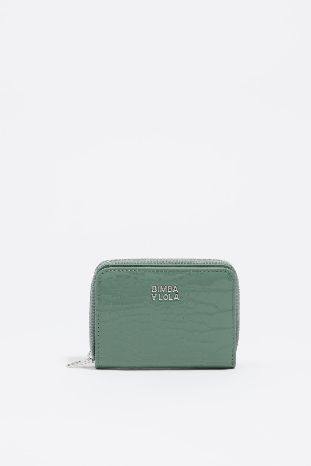 Pastel green mock croc flap purse