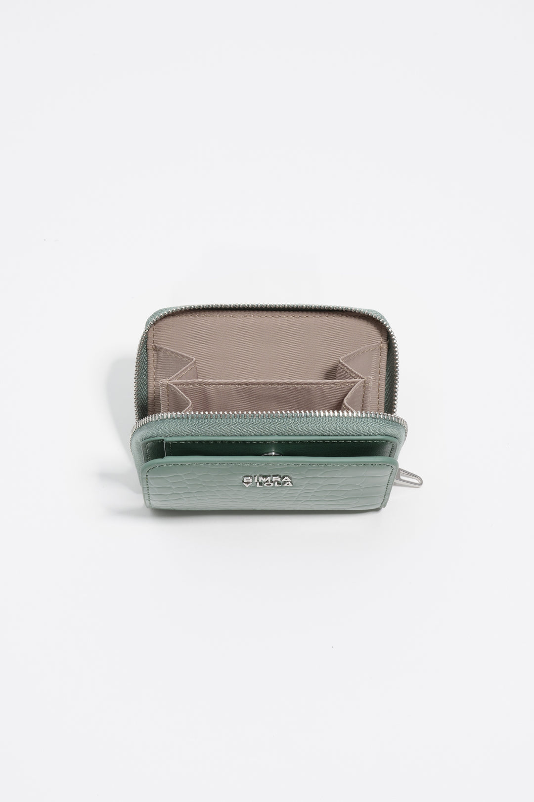 Pastel green mock croc flap purse