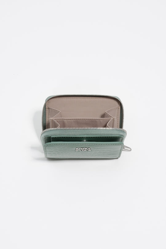 Pastel green mock croc flap purse